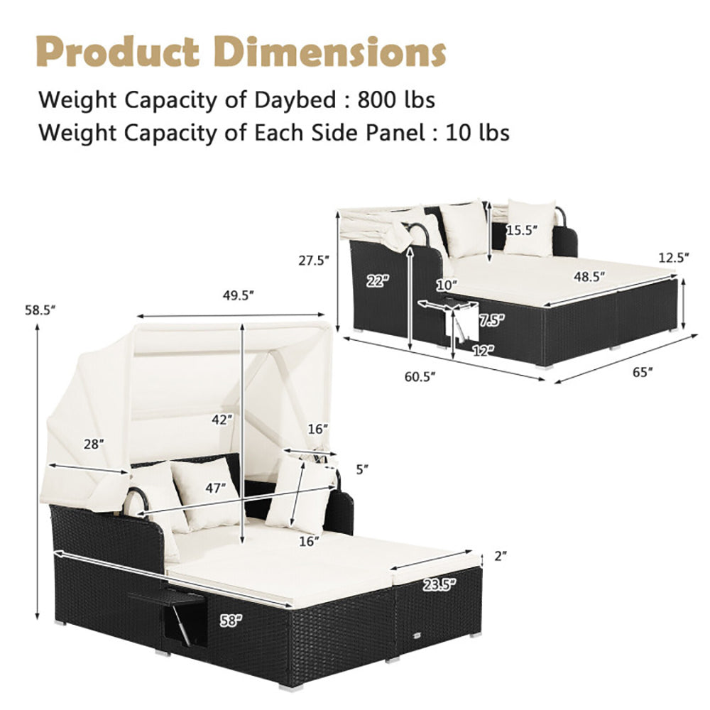 Patio Rattan Daybed with Canopy & Side Tables — additional product view