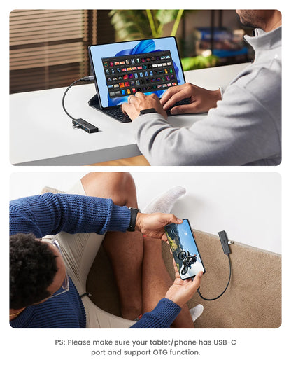 UGREEN USB 3.0 HUB 4 Ports USB-C HUB Slim for Mouse Keyboard Compatible with MacBook Pro Air Laptop Desktop PC Xbox PS5 Splitter