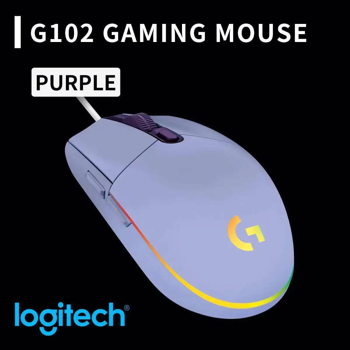 Logitech G102 Wired Gaming Mouse Adjustable DPI 16.8M RGB Colors Mechanical Buttons Ergonomic Design for Competitive Gamers