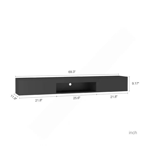 Modern floating TV Stand Wall Mounted With 16 Color LEDs, Black