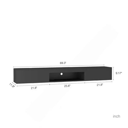 Modern floating TV Stand Wall Mounted With 16 Color LEDs, Black