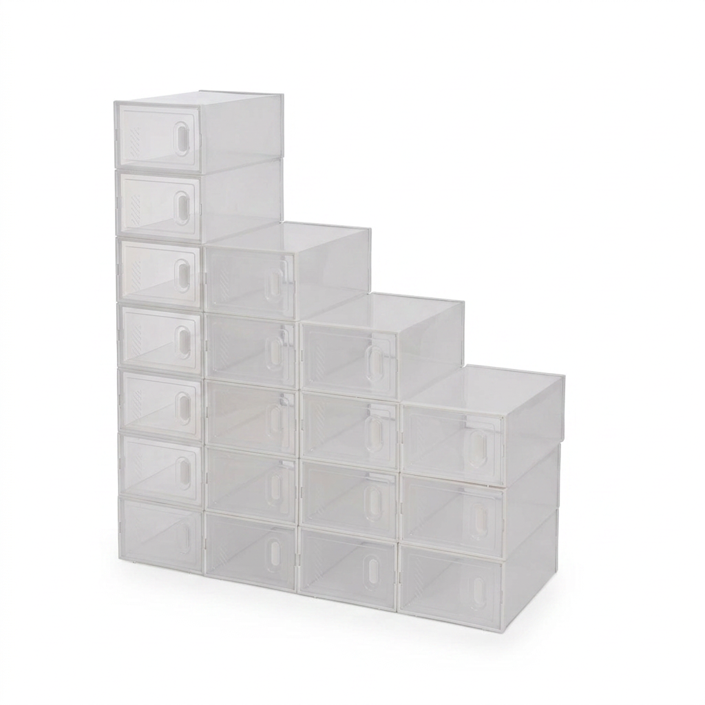 12-Piece Stackable Shoe Storage Boxes, White