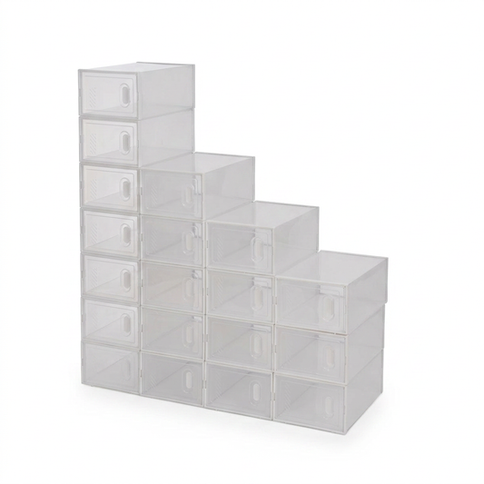 12-Piece Stackable Shoe Storage Boxes, White