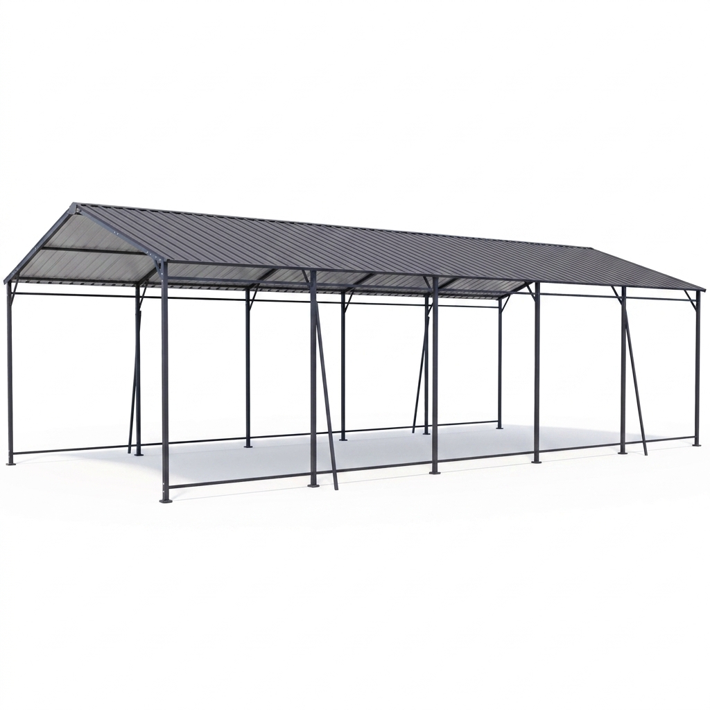 Heavy-Duty Metal Carport, 13x26.5 ft, Charcoal