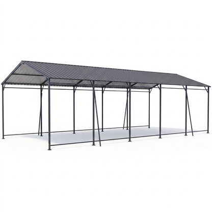 Heavy-Duty Metal Carport, 13x26.5 ft, Charcoal