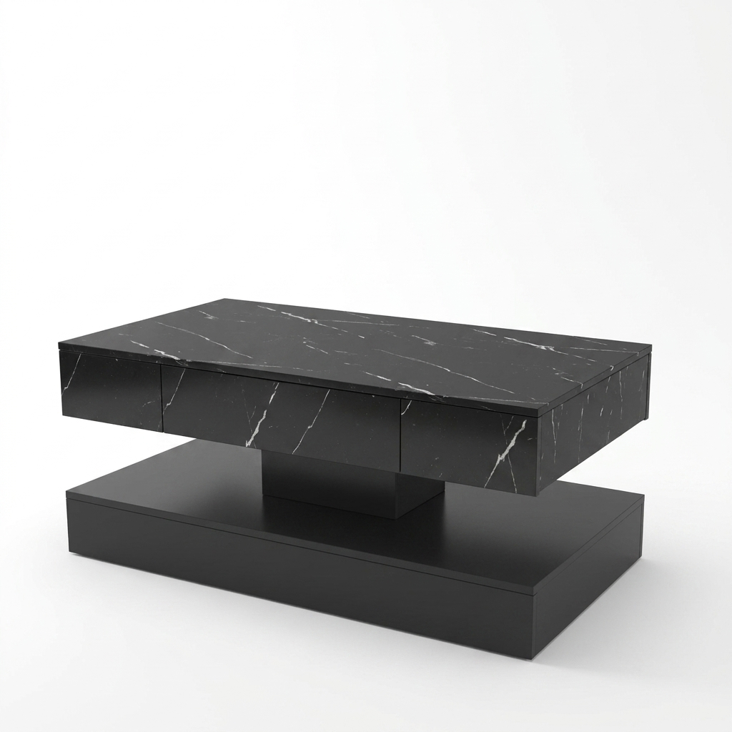LED Coffee Table with Drawer & Remote, Modern