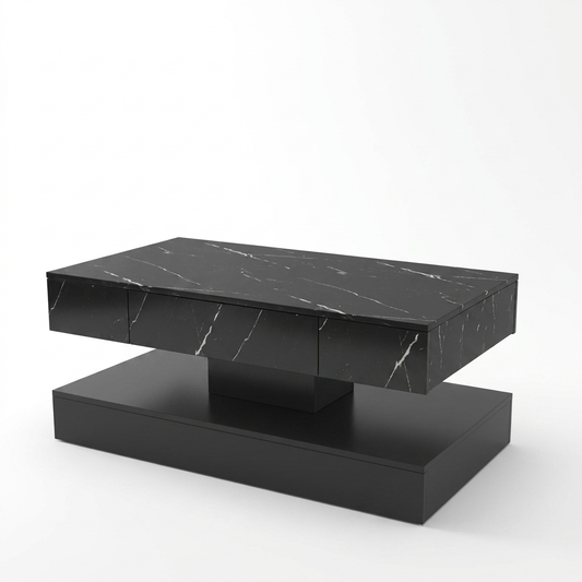 LED Coffee Table with Drawer & Remote, Modern