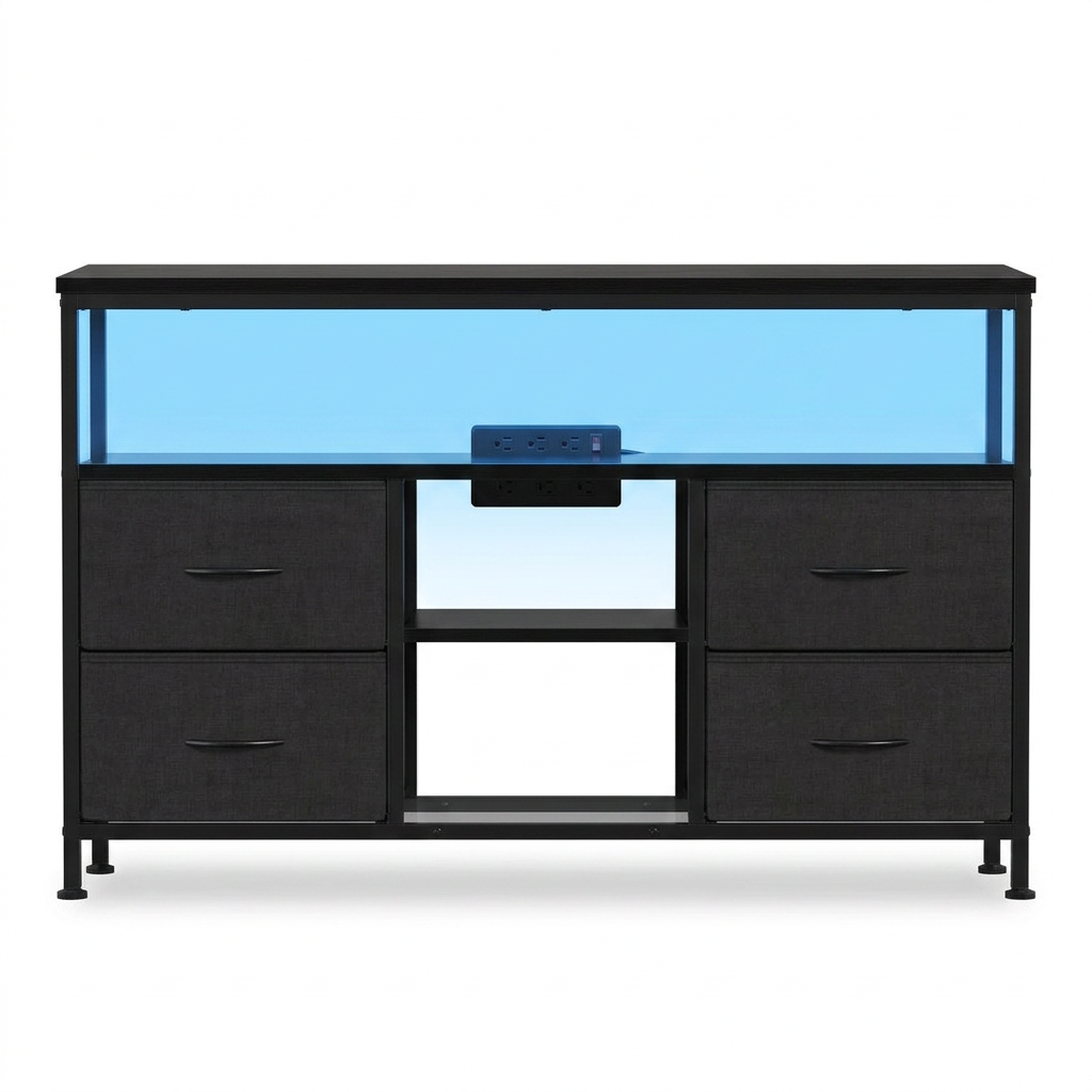 50in LED TV Stand, 4 Drawers & Power Outlets