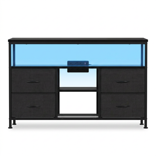 50in LED TV Stand, 4 Drawers & Power Outlets