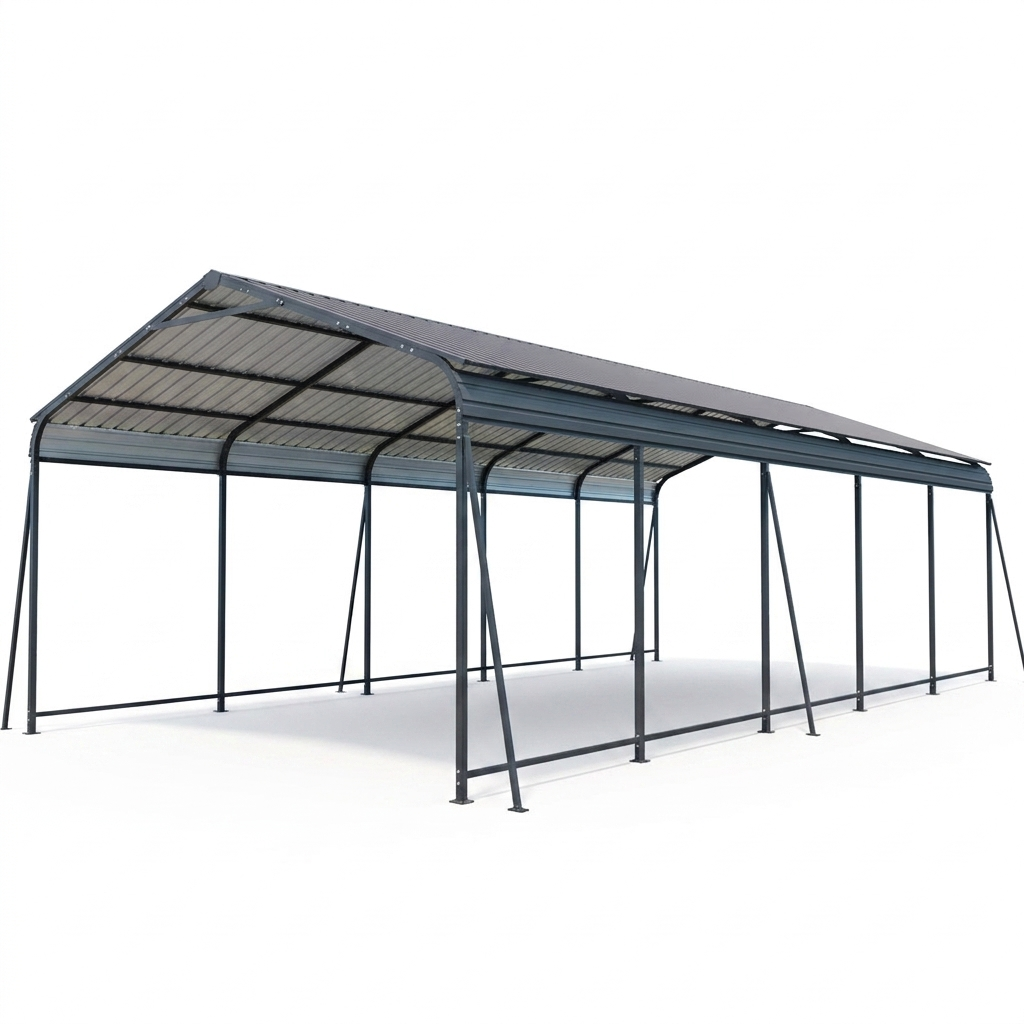 Heavy-Duty Carport, 13x26.5 ft, 6-Post Charcoal