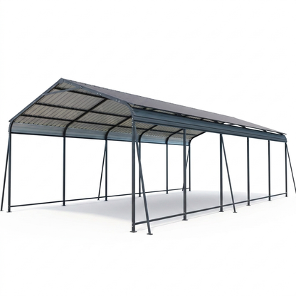 Heavy-Duty Carport, 13x26.5 ft, 6-Post Charcoal
