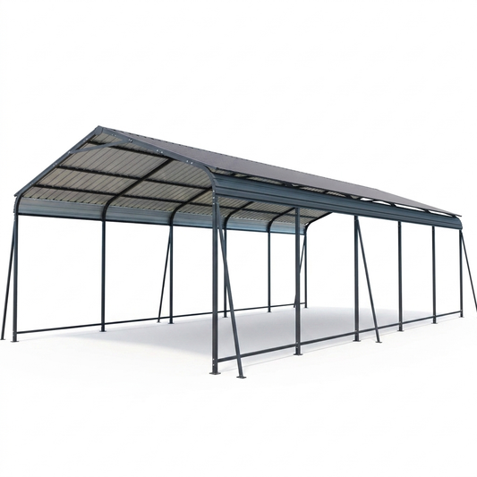 Heavy-Duty Carport, 13x26.5 ft, 6-Post Charcoal
