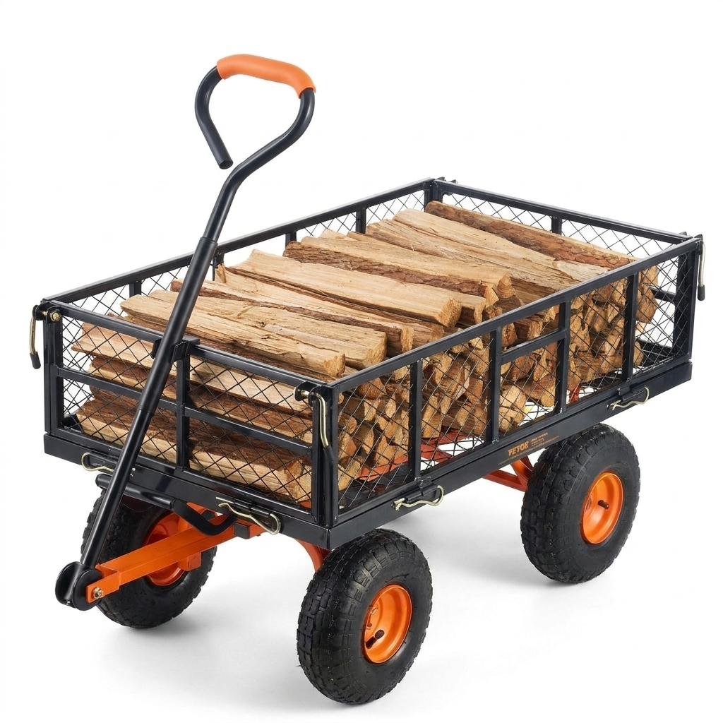 Steel Garden Dump Cart, 400 lb, 2-in-1 Handle