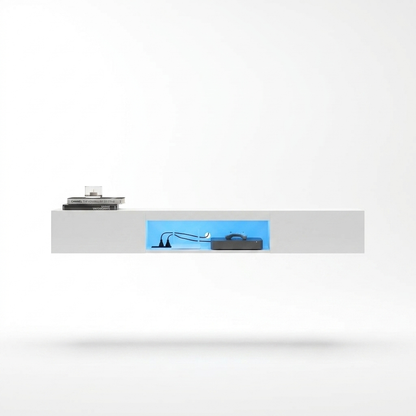 Floating LED TV Stand, 63in Wall-Mounted, White