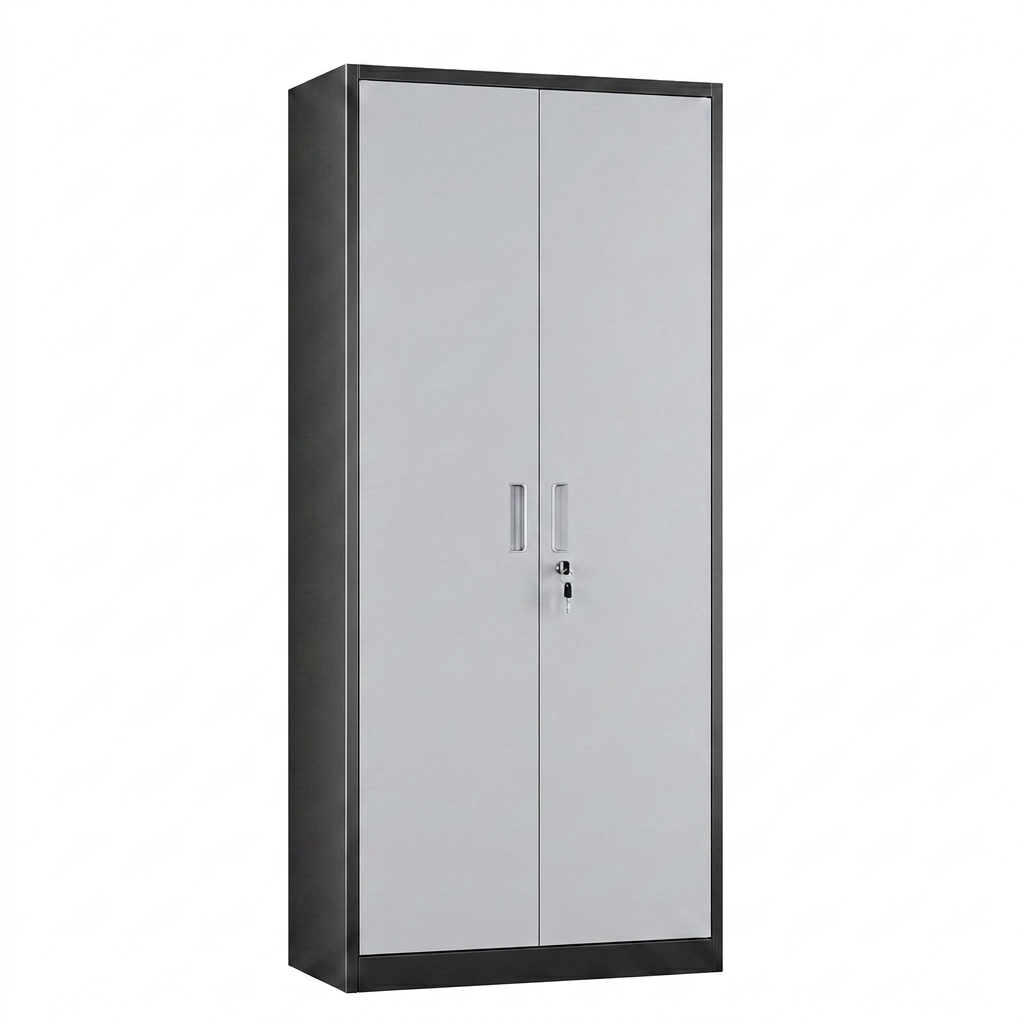 Metal Garage Cabinet, 4 Shelves, Black & Gray