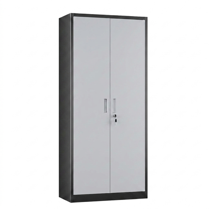 Metal Garage Cabinet, 4 Shelves, Black & Gray