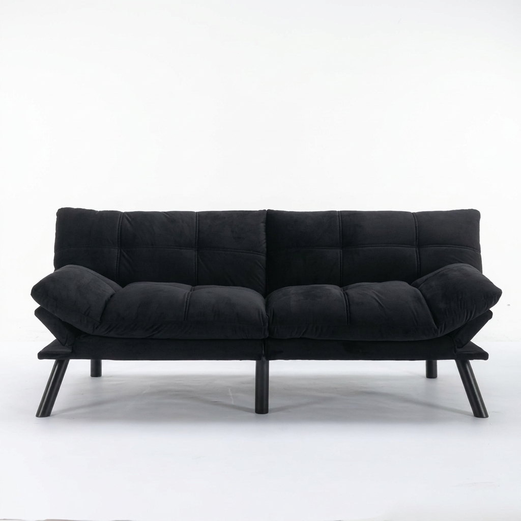 Convertible Folding Sofa Bed, Modern, Black