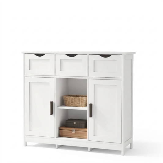 Wooden Storage Cabinet with Drawers & Shelves